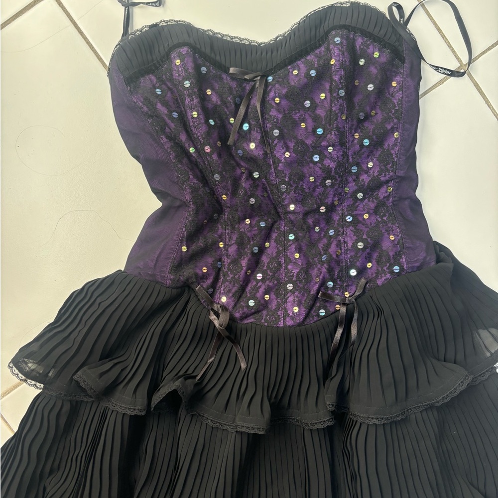 Betsy Johnson vintage  Purple and Black Evening Dress